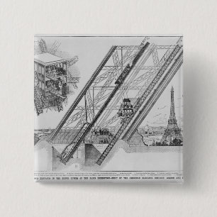 The Otis Elevator in the Eiffel Tower 15 Cm Square Badge