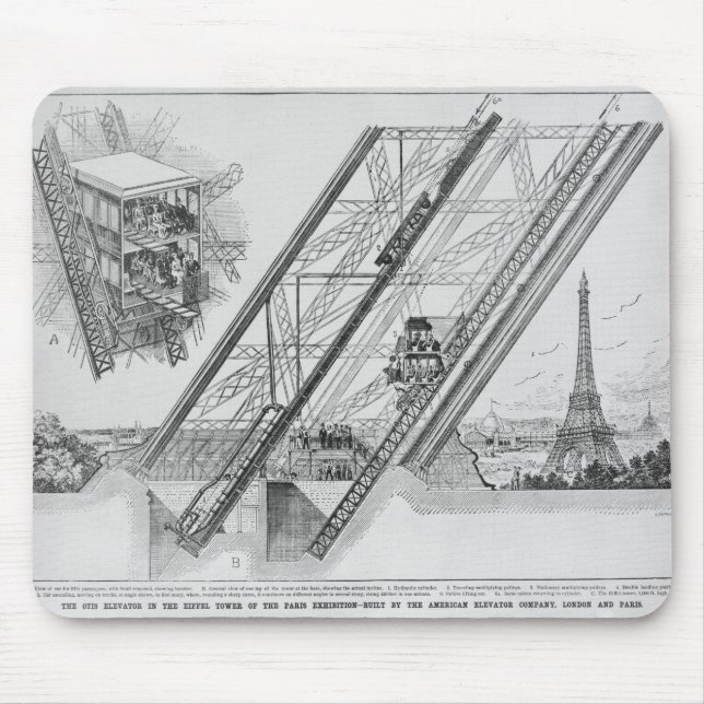 The Otis Elevator in the Eiffel Tower Mouse Mat (Front)
