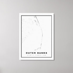 The Outer Banks Map Canvas Print
