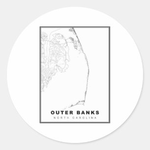 The Outer Banks Map Classic Round Sticker