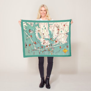 The Outer Banks Map Fleece Blanket