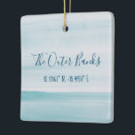 The Outer Banks Personalised Ornament<br><div class="desc">Gorgeous beach blue watercolor highlights latitude and longitude of the Outer Banks,  North Carolina.  Personalise the back with your family memories.</div>