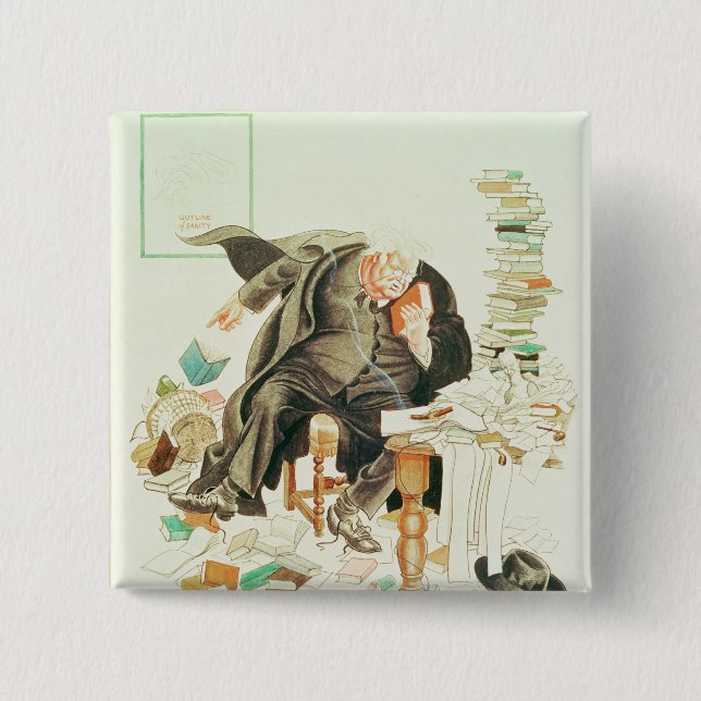 The Outline of Sanity' Satirical Cartoon 15 Cm Square Badge (Front)