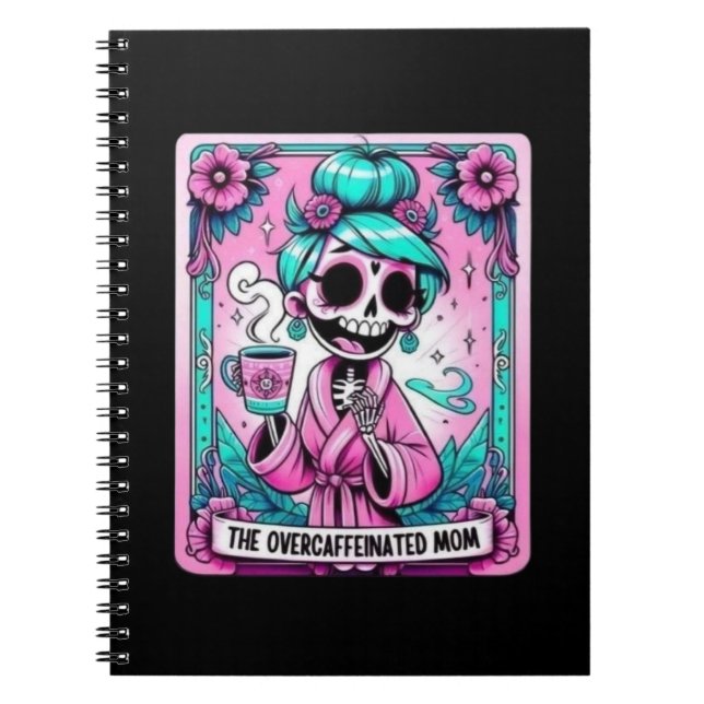 The Overcaffeinated Mum Tarot Card Notebook (Front)