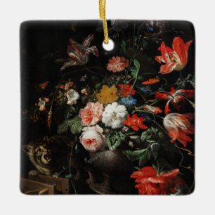 The Overturned Bouquet by Abraham Mignon Ceramic Ornament