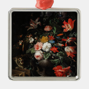 The Overturned Bouquet by Abraham Mignon Metal Tree Decoration