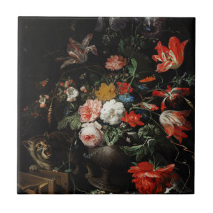 The Overturned Bouquet by Abraham Mignon  Tile