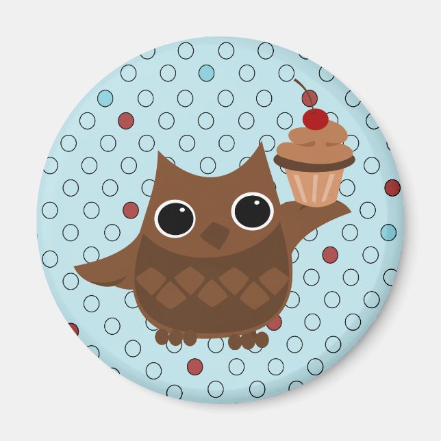 The Owl and the Cupcake Magnet (Front)