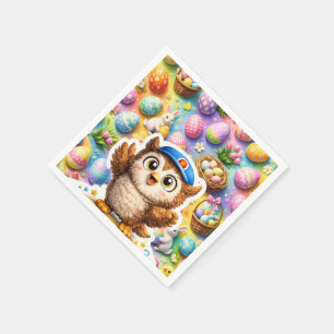 The owl Easter egg hunt festive paper napkins de