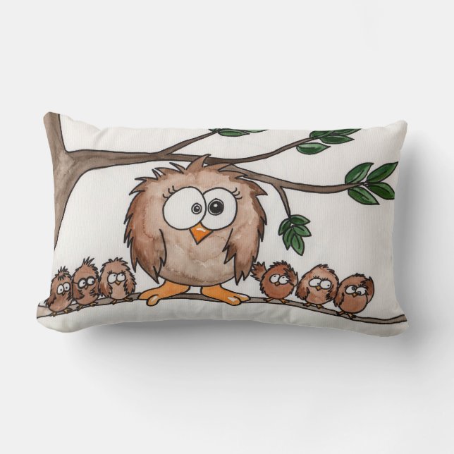The Owl Family Lumbar Cushion (Front)