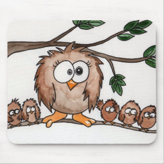 The Owl Family Mouse Mat