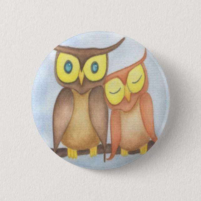 The Owl Lovers 6 Cm Round Badge (Front)