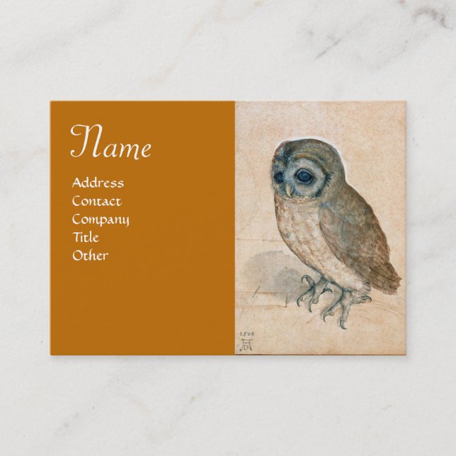 THE OWL Monogram ,antique yellow Business Card (Front)