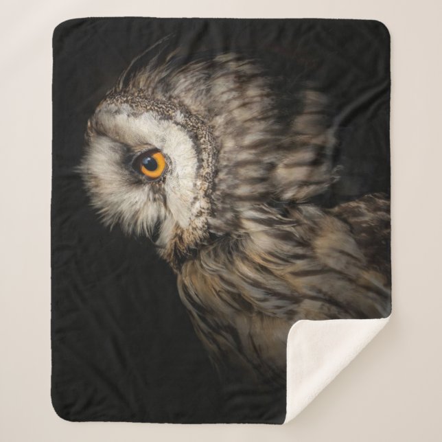 The Owl Mystical Eye | Owl Lovers Gift Sherpa Blanket (Front)