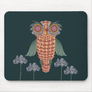 The Owl of wisdom and flowers Mouse Mat