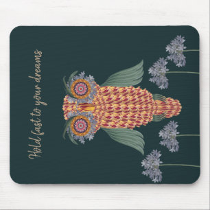 The Owl of wisdom and flowers Mouse Mat