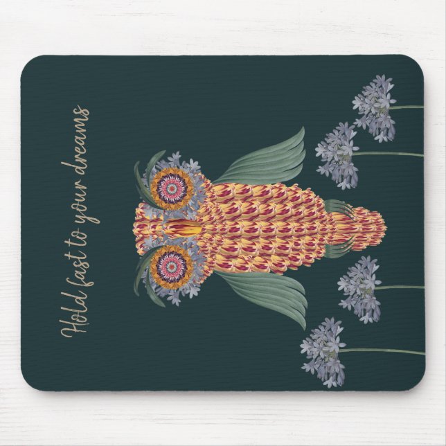 The Owl of wisdom and flowers Mouse Mat (Front)