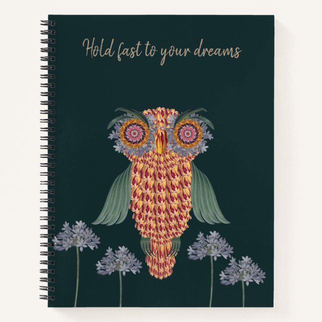 The Owl of wisdom and flowers Notebook (Front)
