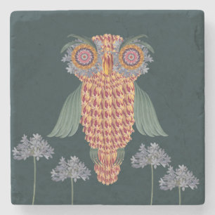 The Owl of wisdom and flowers Stone Coaster
