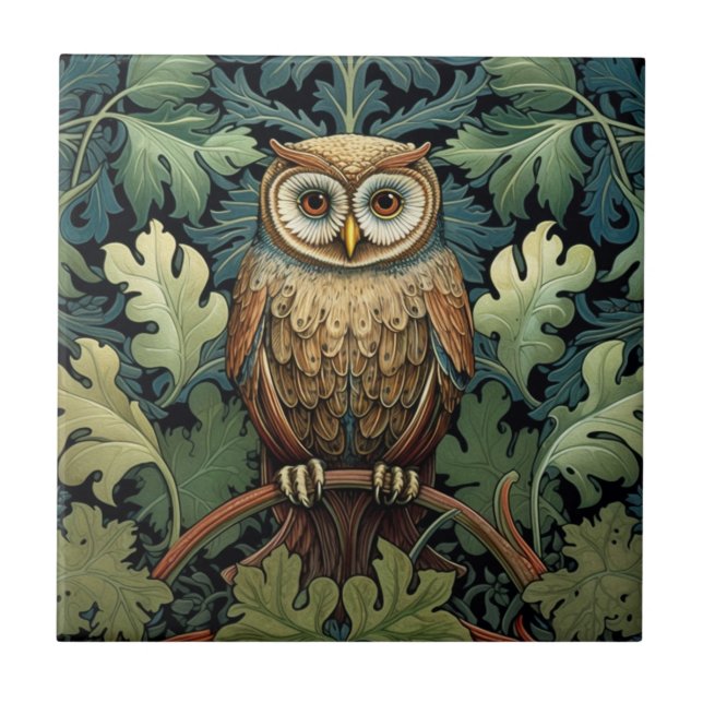 The owl on an oak tree tile (Front)