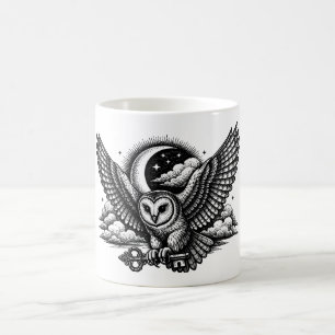 The Owl’s Secret Key - Gothic Engraving Coffee Mug