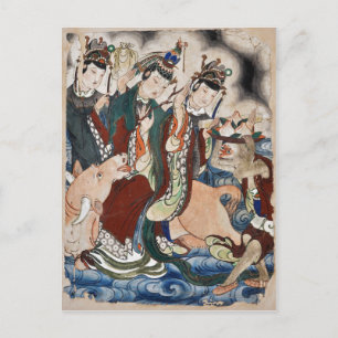 The Ox Figure of the Chinese Zodiac Wall Painting Postcard