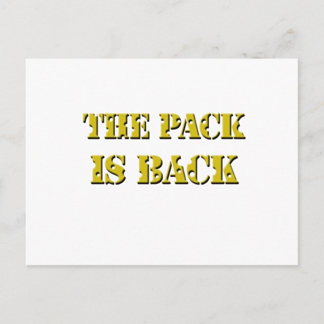 the pack is back cheese text postcard (Front)