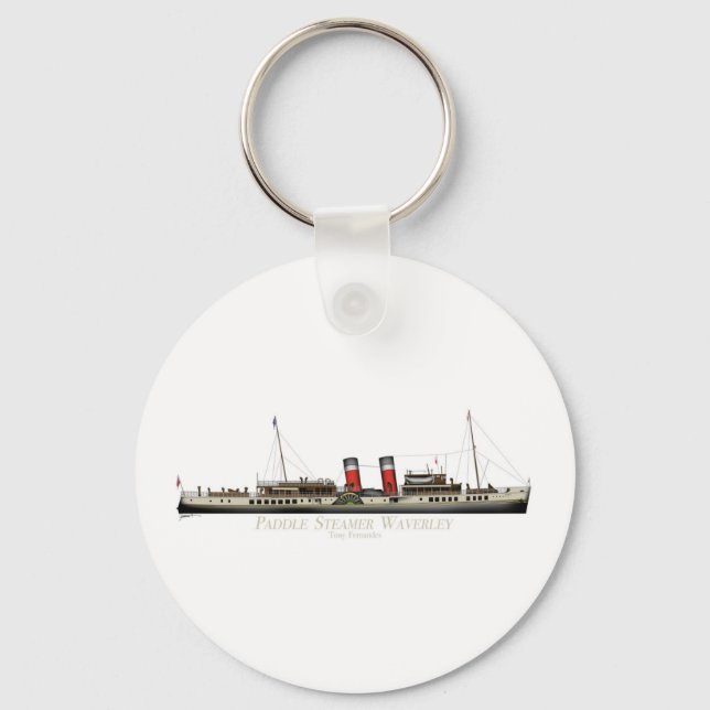 The Paddle Steamer Waverley by Tony Fernandes Key Ring (Front)