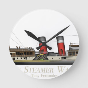 The Paddle Steamer Waverley by Tony Fernandes Round Clock