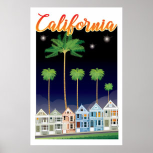 The Painted Ladies at Night   San Francisco Poster