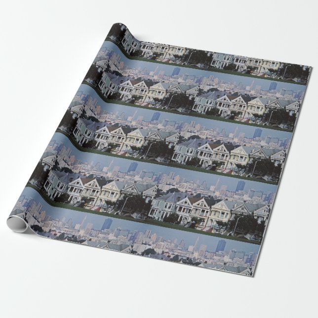 The Painted Ladies San Francisco Wrapping Paper (Unrolled)