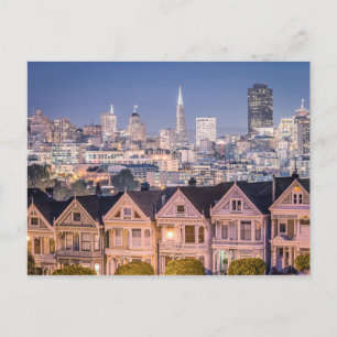 The Painted Ladies & Skyline   San Francisco, CA Postcard