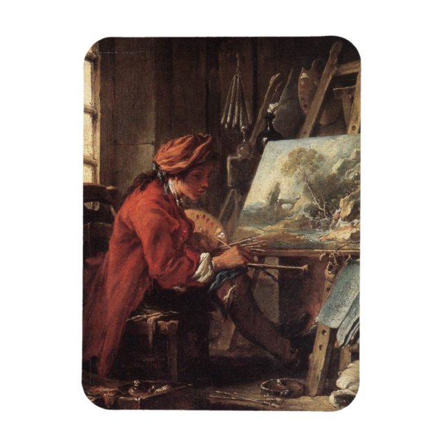 The Painter in His Studio (by François Boucher) Magnet (Vertical)
