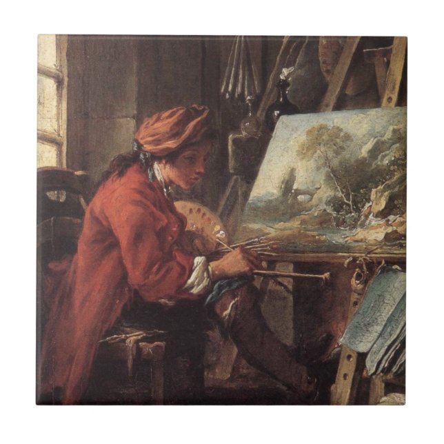 The Painter in His Studio (by François Boucher) Tile (Front)