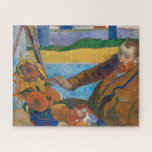 The Painter of Sunflowers | Paul Gauguin | Jigsaw Puzzle<br><div class="desc">"The Painter of Sunflowers" by Gauguin is a 1888 portrait of Vincent van Gogh with one of his sunflower paintings. It reflects Gauguin's admiration for van Gogh and their artistic camaraderie. Displayed at the Van Gogh Museum,  it's a testament to their friendship.</div>