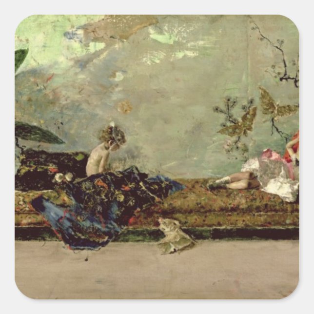 The Painter's Children in the Japanese Salon Square Sticker (Front)