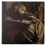 The Painter's Honeymoon (by Frederic Leighton) Tile<br><div class="desc">This design features a painting by the British Victorian artist Frederic Leighton (1830–1896). It depicts a professional painter with his wife on their honeymoon. The man is sketching a picture as he holds the hand of his beloved sweetheart. Both the husband and his wife are wearing elegant clothes and they...</div>