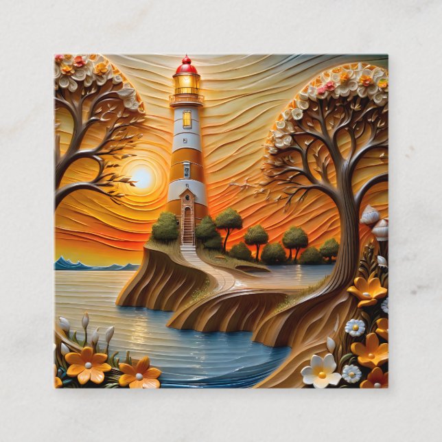 The painting is made of carved wood and is bathing square business card (Front)