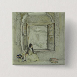 The Palace of the Generalife, from the Casa de Cha 15 Cm Square Badge