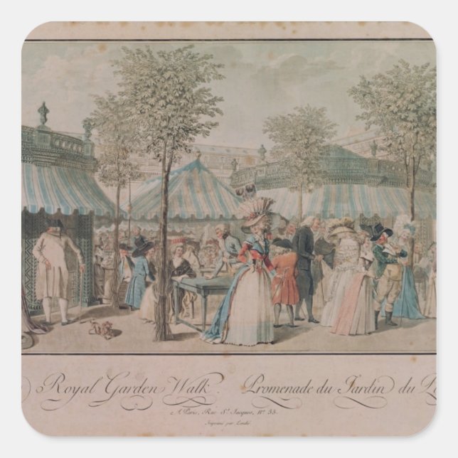 The Palais Royal Garden Walk, 1787 Square Sticker (Front)