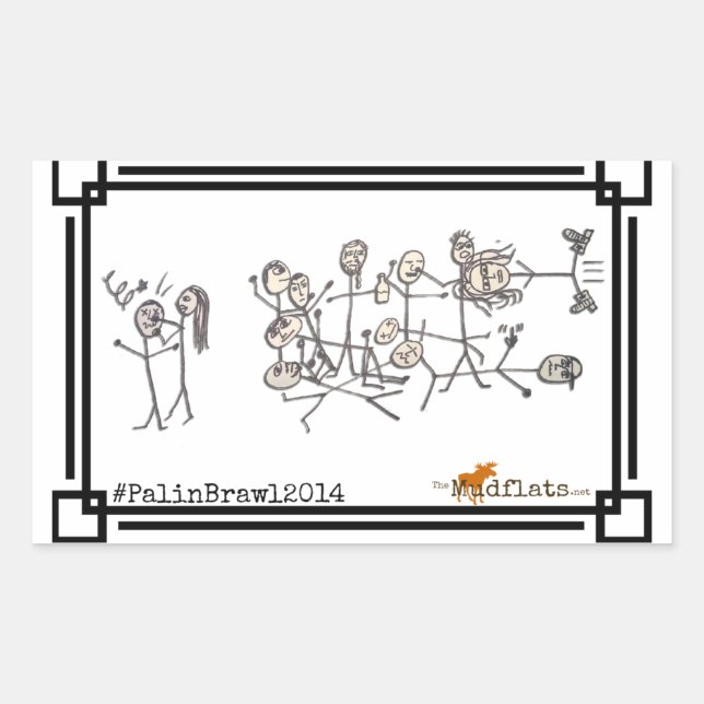 The Palin Brawl, by Jeanne Devon Rectangular Sticker (Front)