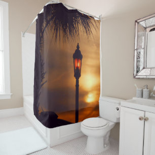 The Palm, Lantern and Sunset Shower Curtain