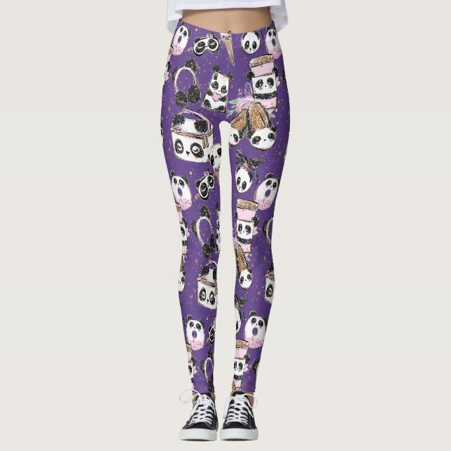 The Panda Divas Purple Leggings and Yoga Pant (Front)