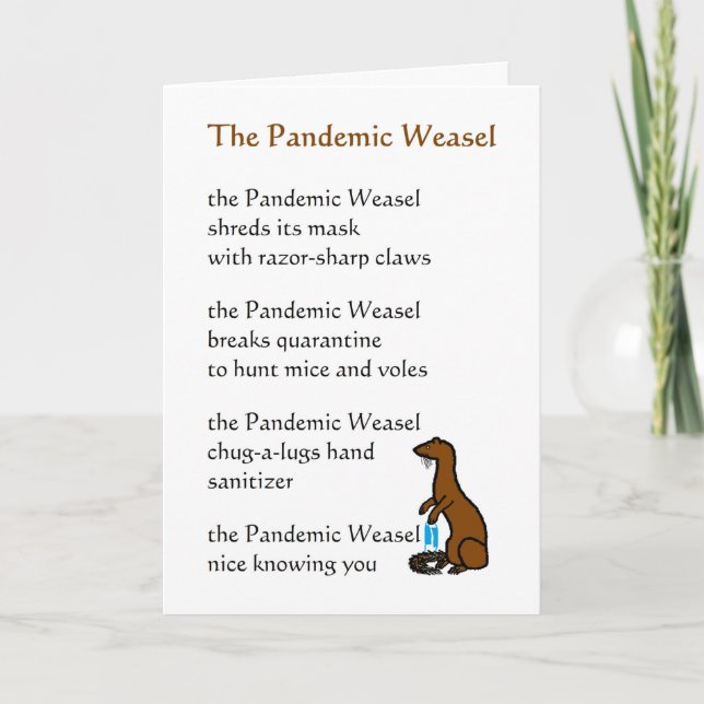 The Pandemic Weasel A Funny Thinking Of You Poem Thank You Card (Front)