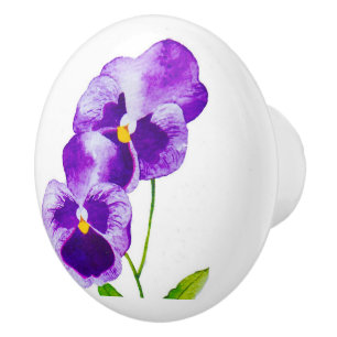'The Pansy Party' on a Ceramic Knob (II)