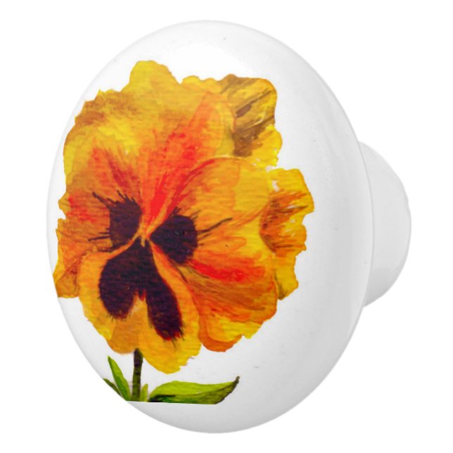 'The Pansy Party' on a Ceramic Knob (III) (Right)