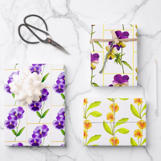'The Pansy Party' on a Wrapping Paper Set (Front)