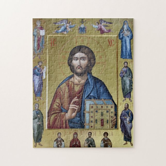 The Pantocrator and Saints Orthodox Christian Icon Jigsaw Puzzle (Vertical)