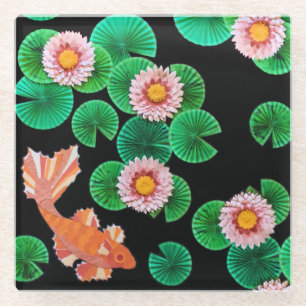 The Paper Koi Pond Glass Coaster
