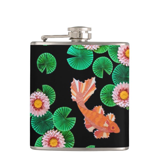 The Paper Koi Pond Hip Flask (Front)